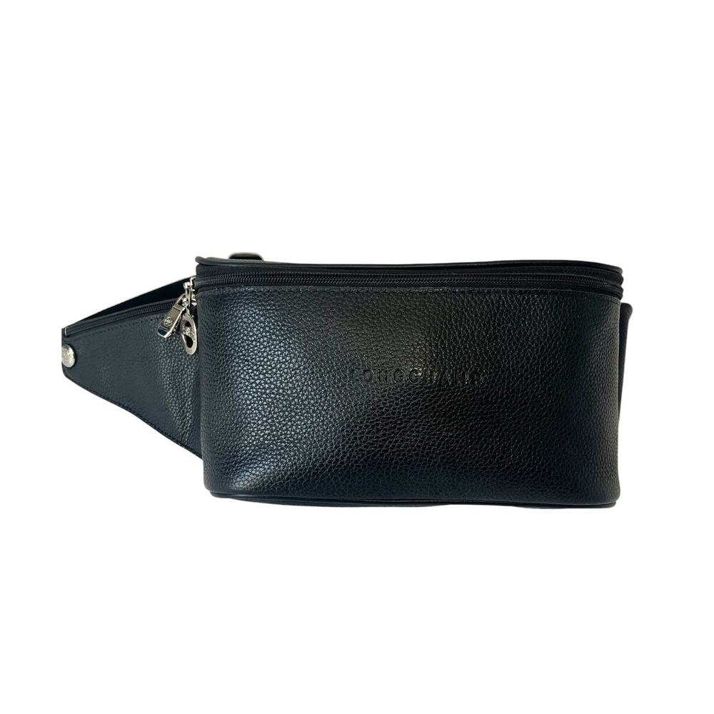 Longchamp Le Foulonné Black Pebbled Leather Belt Bag Fanny Pack Y2K Quiet Luxury